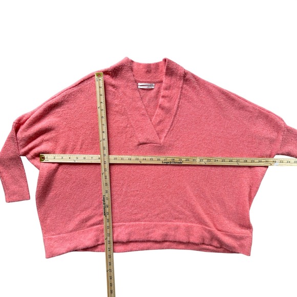 Anthropologie V-Neck Pullover Sweater Women Size M Coral Batwing Sleeve - Picture 5 of 9